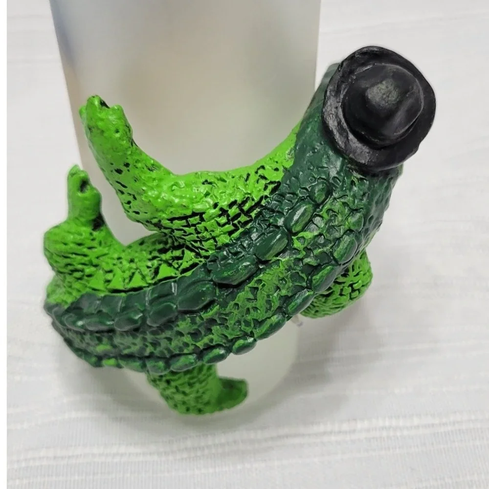Vintage 1993 Lifes a Croc Orlando Frosted Shot Glass Alligator 3D Resin Holder